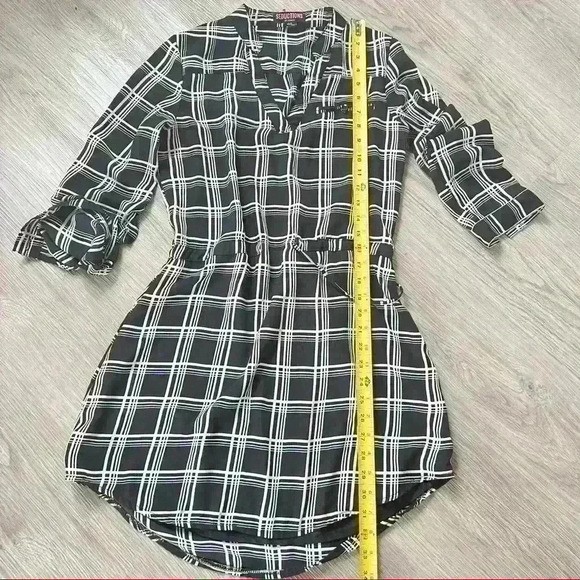 SEDUCTION PLAID MINI DRESS WAIST  TIE SIZE SMALL - Picture 7 of 14